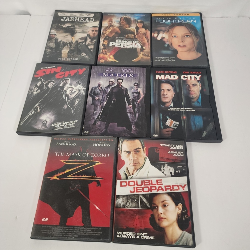 8 DVD Movie Lot Matrix Sin City Zorro Jarhead Prince of Persia Action